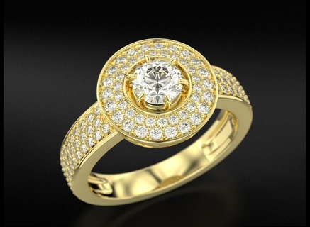 elegante diamante anillo 046 ct 702 3d print model - Mito3D
