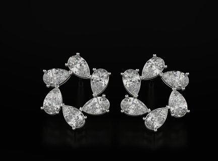 élégant boucles d'oreilles diamants poire 589 3dprinted conception mode or d'or bijou bijoux impression imprimable prototypage argent 3d print model - Mito3D