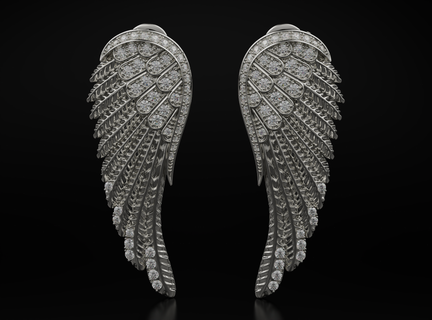 élégant boucles d'oreilles ailes 594 3dprinted conception mode or d'or bijou bijoux impression imprimable prototypage argent 3d print model - Mito3D