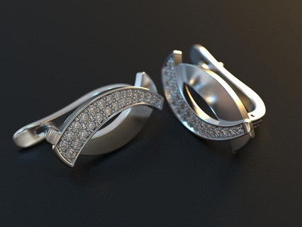 elegante signore orecchini diamanti 475 3dprinted design moda oro d'oro gioiello gioielleria Stampa stampabile stampa prototipazione argento 3d print model - Mito3D