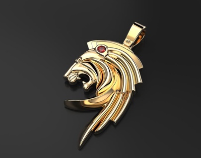 élégant Lion pendentif 398 3dprinted conception mode or d'or bijou bijoux impression imprimable prototypage bague anneaux argent 3d print model - Mito3D