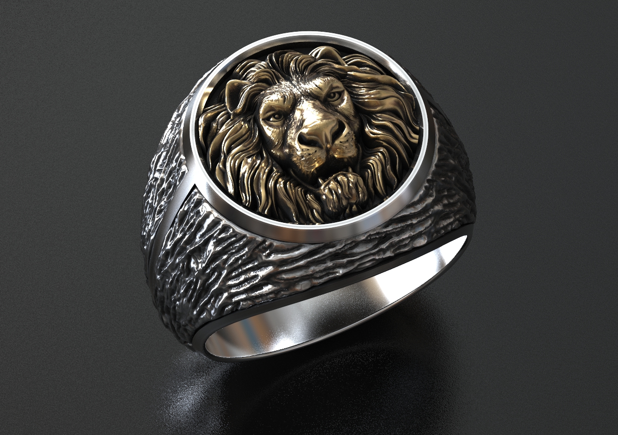 stylish male ring lion 462 3dprinted design fashion gold golden jewel jewellery jewelry print printabl printable printing prototyping rings silver 3D print model - Mito3D
