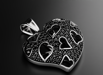 élégant pendentif cœur l'amour diamants 528 3dprinted conception mode or d'or bijou bijoux impression imprimable prototypage argent 3d print model - Mito3D