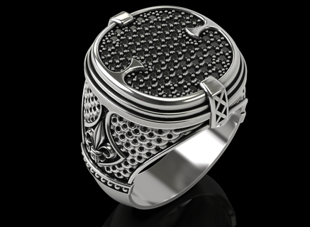 stylish ring patterns diamonds onyx 516 3dprinted design fashion gold golden jewel jewellery jewelry print printabl printable printing prototyping rings silver 3d print model - Mito3D