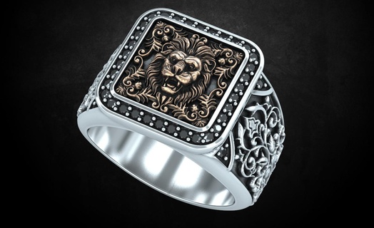 elegante anillo patrones león 257 3dprinted diseño Moda oro dorado joya joyería impresión imprimible prototipos anillos plata 3d print model - Mito3D