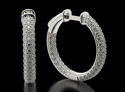stylish round diamond earrings 497 3dprinted design fashion gold golden jewel jewellery jewelry print printabl printable printing prototyping silver 3d print model - Mito3D