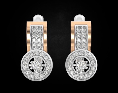 stylish two metal earrings diamonds 469 3dprinted design fashion gold golden jewel jewellery jewelry print printabl printable printing prototyping silver 3d print model - Mito3D
