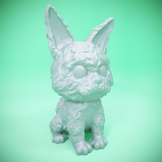 stylized animals - big eared cat cute cartoon small funko toy display ears 3d print model - Mito3D