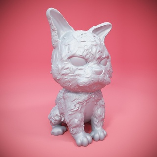 stylized animals - grumpy cat cute cartoon small funko toy display ears big 3d print model - Mito3D