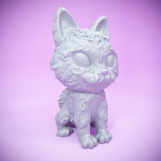 stylized animals - happy cat cute cartoon small funko toy display ears big 3d print model - Mito3D