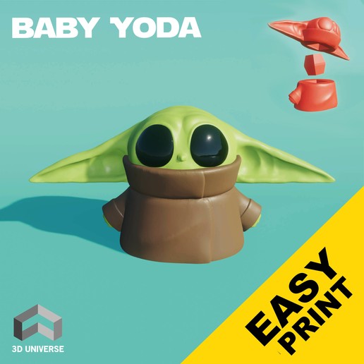 estilizado bebê yoda a arte jedi star wars 3D print model - Mito3D