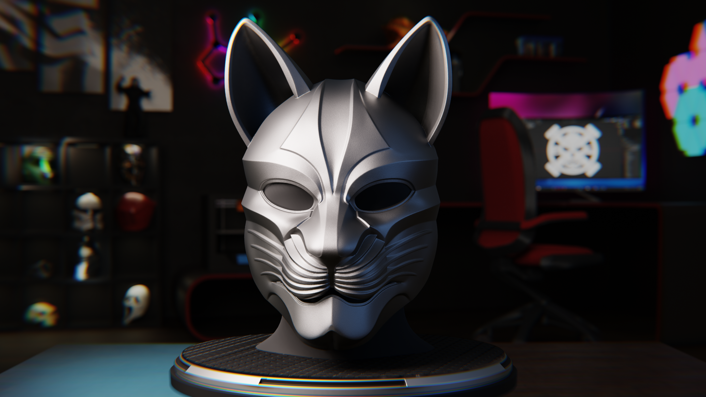 stylized cat mask carnival halloween prop props cosplay 3d 3dprinting stl 3dmodel 3D print model - Mito3D