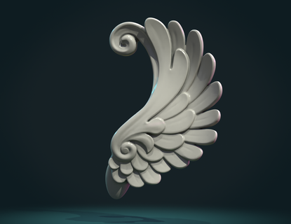 stylisé aile art statue sculpture griffon créature ailes ailé plumes 3d print model - Mito3D