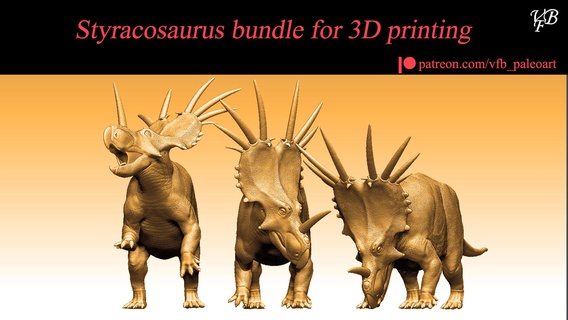 styracosaurus paquet paléoart dinosaures mammifères animaux nature 3d print model - Mito3D