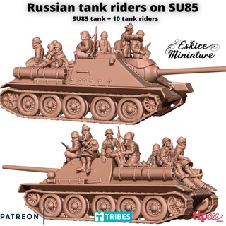 su85 tank russian riders - 28mm Game ww2 russia infantry bolt action wargame ppsh soldier breda mortar flammethrower 3d print model - Mito3D