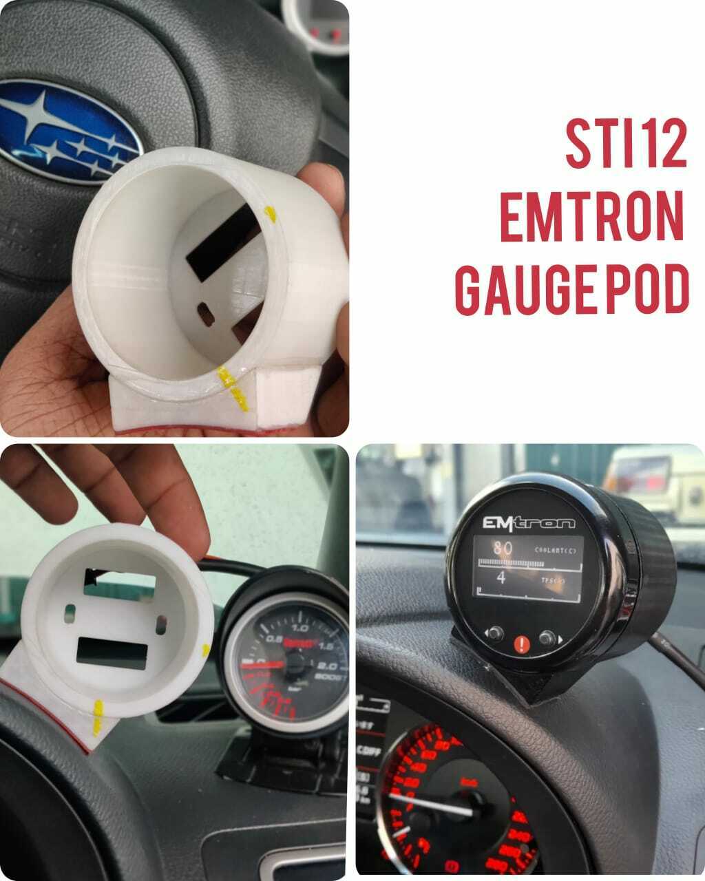 Subaru sti 12 Emtron ölçü kapsül gc8 wrx ej20 Gaugepod petg 3D print model - Mito3D