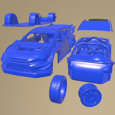 subaru wrx sti gincana 2020 imprimível carro in separado partes corpo fenda 1 10 escalextrico tamiya rc miniz rastejante kyosho axial traxxas micro 3d print model - Mito3D