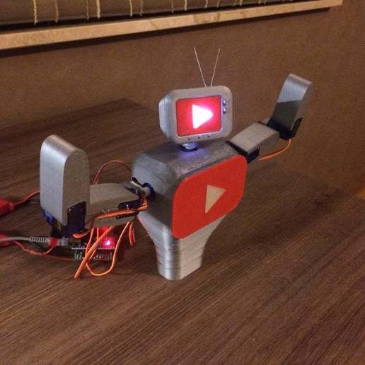 Subby interattivo Youtube abbonato robot gadget 3d stampato 9g servi animatronico animatronica arduino nano bot desktop giocattolo Fai umanoide vivere ruscello mascotte mascotter 3D print model - Mito3D