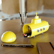 submarine-shaped case yellow beatles pencil box coin purse toy submarine art 3d print model - Mito3D