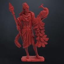 subramanya pavão hindu Deus estatueta arte indiano fantasia homem masculino chefe cozinha personagem impressão modelo 3d miniatura cultura 3d print model - Mito3D