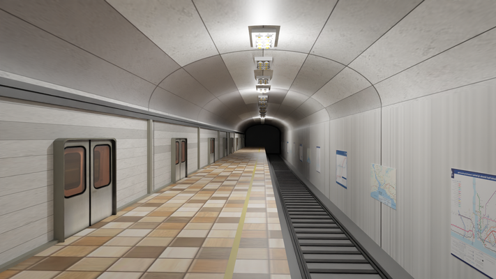 subway station environment metro train moody modular gameready pbr asset horror architectural 3d print model - Mito3D