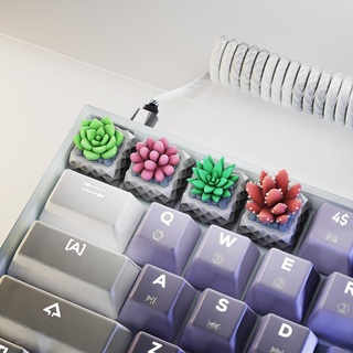 succulents plants keycaps - mechanical keyboard succulent pot plant keycap stl 3d cherry mx 3d print model - Mito3D