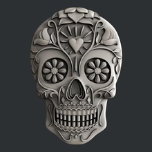 sugar skull art vcarve aspire artcam magic bones printer 3dmodels 3d print model - Mito3D