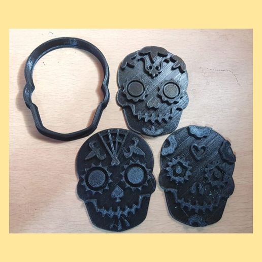 sugar skull cookie cutter cookiecutter muertos halloween cortador galleta 3D print model - Mito3D