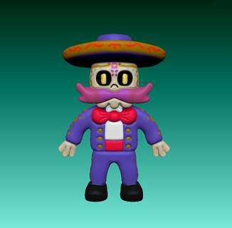 sugar skull mariachi stumble guys halloween mexican mexico game android fall 3d print model - Mito3D