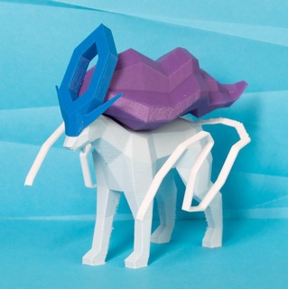 suicune poli Pokémon low poly pobre lapidado gen 2 ii geração figura pok seg 3d print model - Mito3D