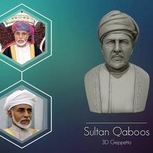Sultan Qaboos 3d Modell bereit drucken Skulptur Kunst Statue Porträt Gold uralt Figur Oman König Skulpturen 3d print model - Mito3D