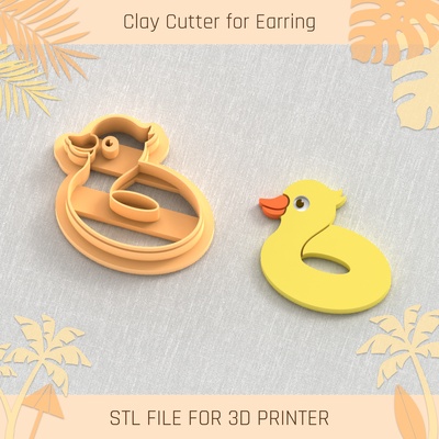 summer duck swimming pool clay cutter tools earring turtle beach shell 3d print model - Mito3D