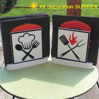 summer napkin holder kit 2 17 decoration table bbq barbecue vacancy meal home tree palm beach fire 3d print model - Mito3D