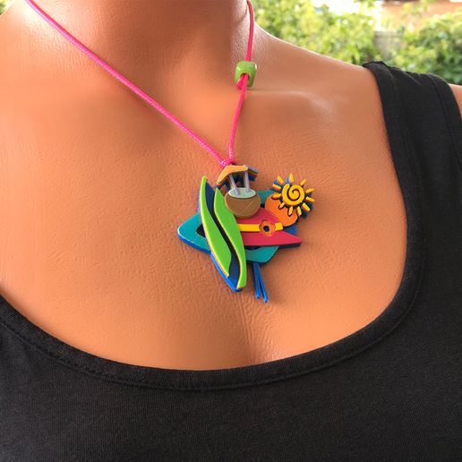 summer pendant necklace jewelry jewellery surf cute stylish 3D print model - Mito3D