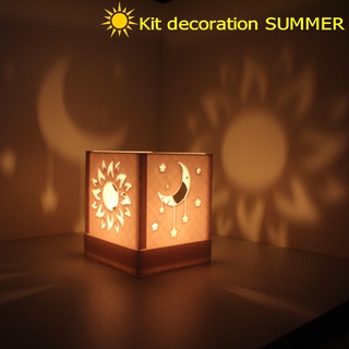 summer photophore kit 17 decoration table vacancy home sun day night moon star sheet lighting candle lithophany jar lamp 3d print model - Mito3D