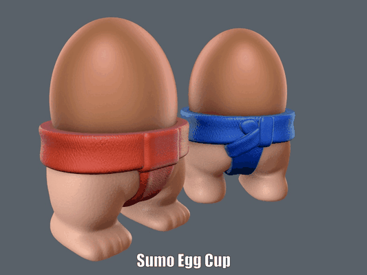 sumo egg cup easy print assembly paint cute easter family funny cartoon toys figure adorable sculpture supportless 3d print model - Mito3D