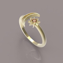 Sonne Mond Ring Juwel Silber Gold 3d print model - Mito3D