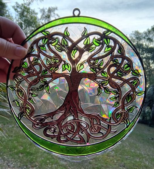 sun catcher celtic tree life stained glass art resin 3D print model - Mito3D