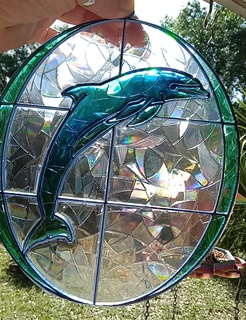 sun catcher dolphin sun catcher stained glass dolphin art resin  3d print model - Mito3D