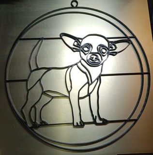 sun catcher frame chihuahua stained glass art resin 3d print model - Mito3D