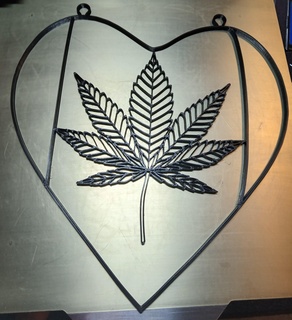 sun catcher hemp heart stained glass pot leaf art resin 420 3d print model - Mito3D