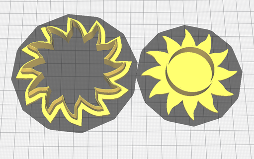 sun cookie cutter emboss art 3d print model - Mito3D