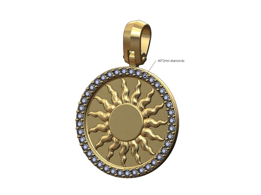 sun diamond pendant bail 3d print model jewelry printable jewellery gold silver bling necklace hiphop fashion simple vintage 3d print model - Mito3D