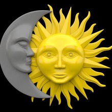 soleil et de la lune art sunmoon décorative mur 3d print model - Mito3D