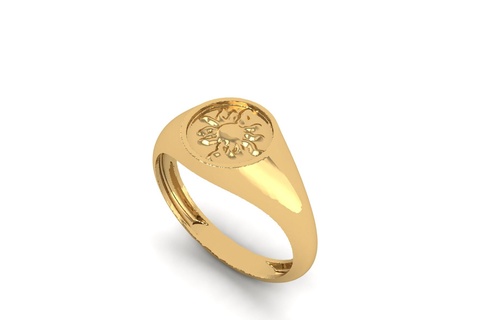 sun signet ring r 199 rings gold silver jewelry stl 3d printed accessories printing 3dprint jewellery make woman gemstone jewel wedding printable 3d print model - Mito3D