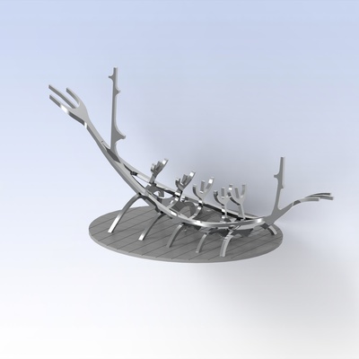 sonne reisende sonnenfinsternis wikinger boot skulptur kunst insel reykjavik 3d print model - Mito3D