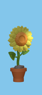 sunflower plant pot fauna 3d print model - Mito3D