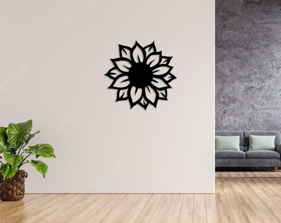 Sonnenblume Mauer Kunst Blume Deko minimal 3d print model - Mito3D
