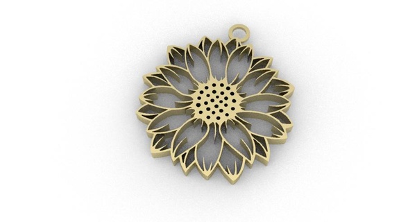 ayçiçeği küpe kolye çiçek 2d takı dekor iç tasarım Sanat anahtarlık amblem logo aksesuar 3d print model - Mito3D