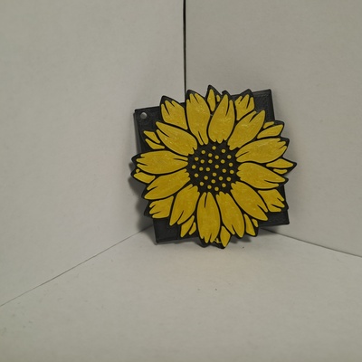 tournesol porte clés boucles d'oreilles peinture bijoux mère multicolore fleur jaune cadeau ornement fleurs 3d print model - Mito3D